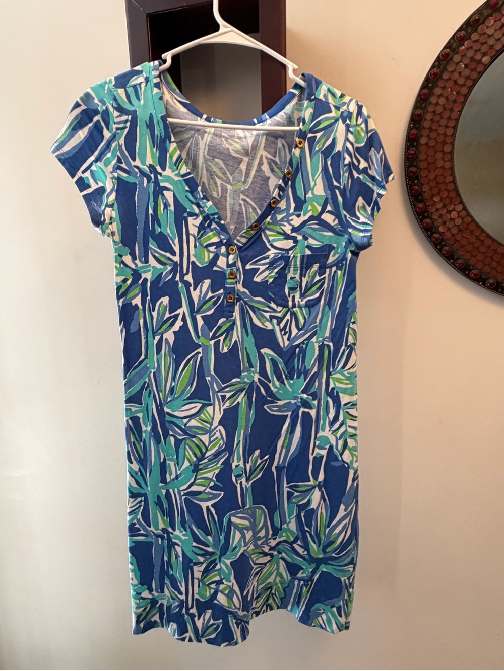 Lilly Pulitzer Blue, Green & White Printed Cap-Sleeve Dress